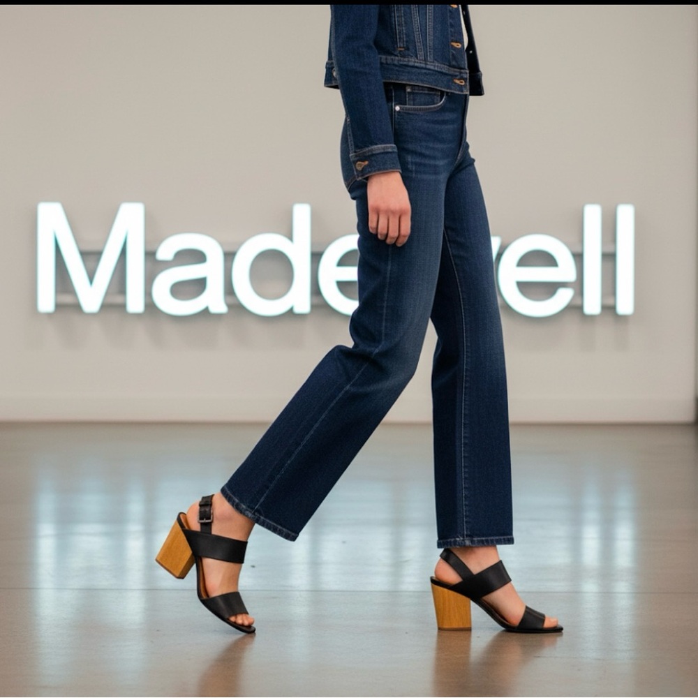Authentic Madewell black leather designer sandals sz 9